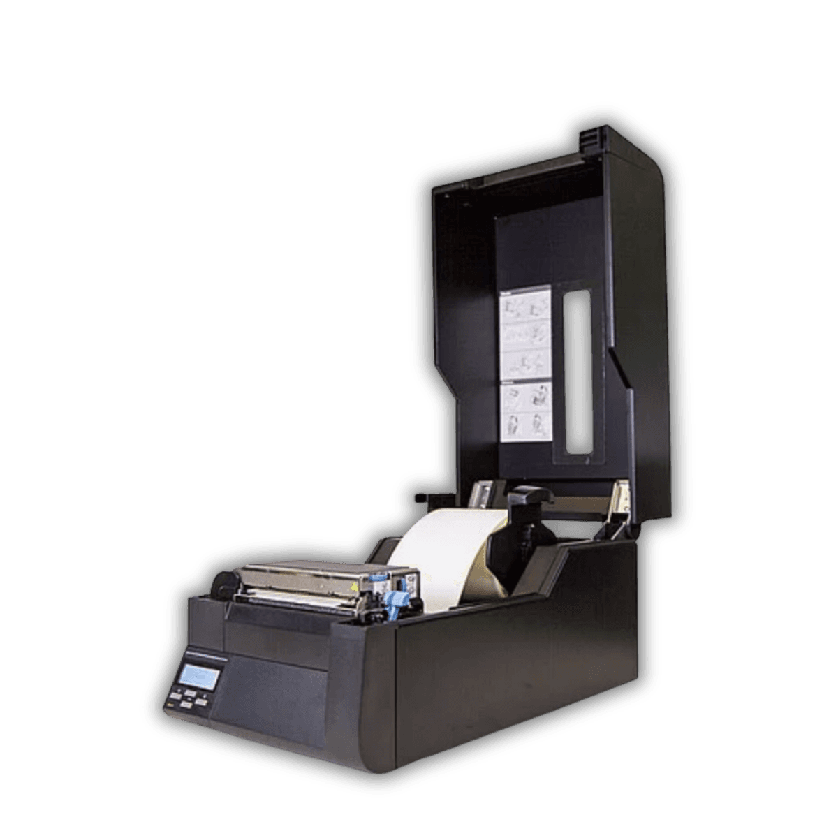 Citizen CL-E720DT — widok z przodu, wyświetlacz LCD graficzny i panel sterowania