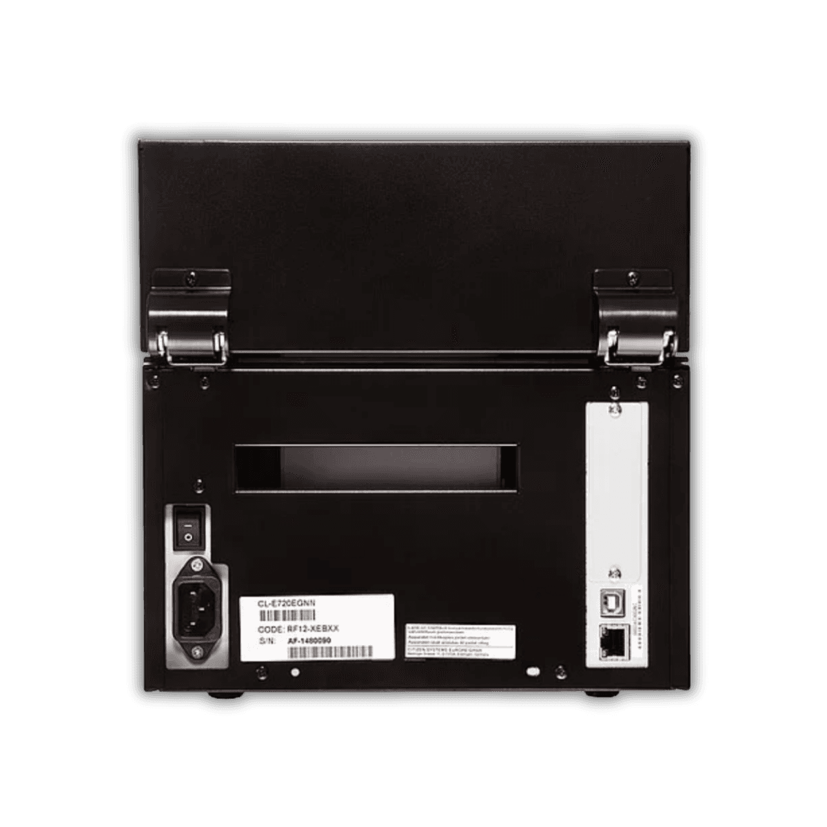 Citizen CL-E720 — widok z tyłu, porty USB i Ethernet, złącze zasilania