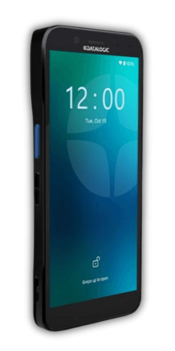 Datalogic Memor 12 — widok pod kątem, profil smartfonowy z przyciskami skanowania