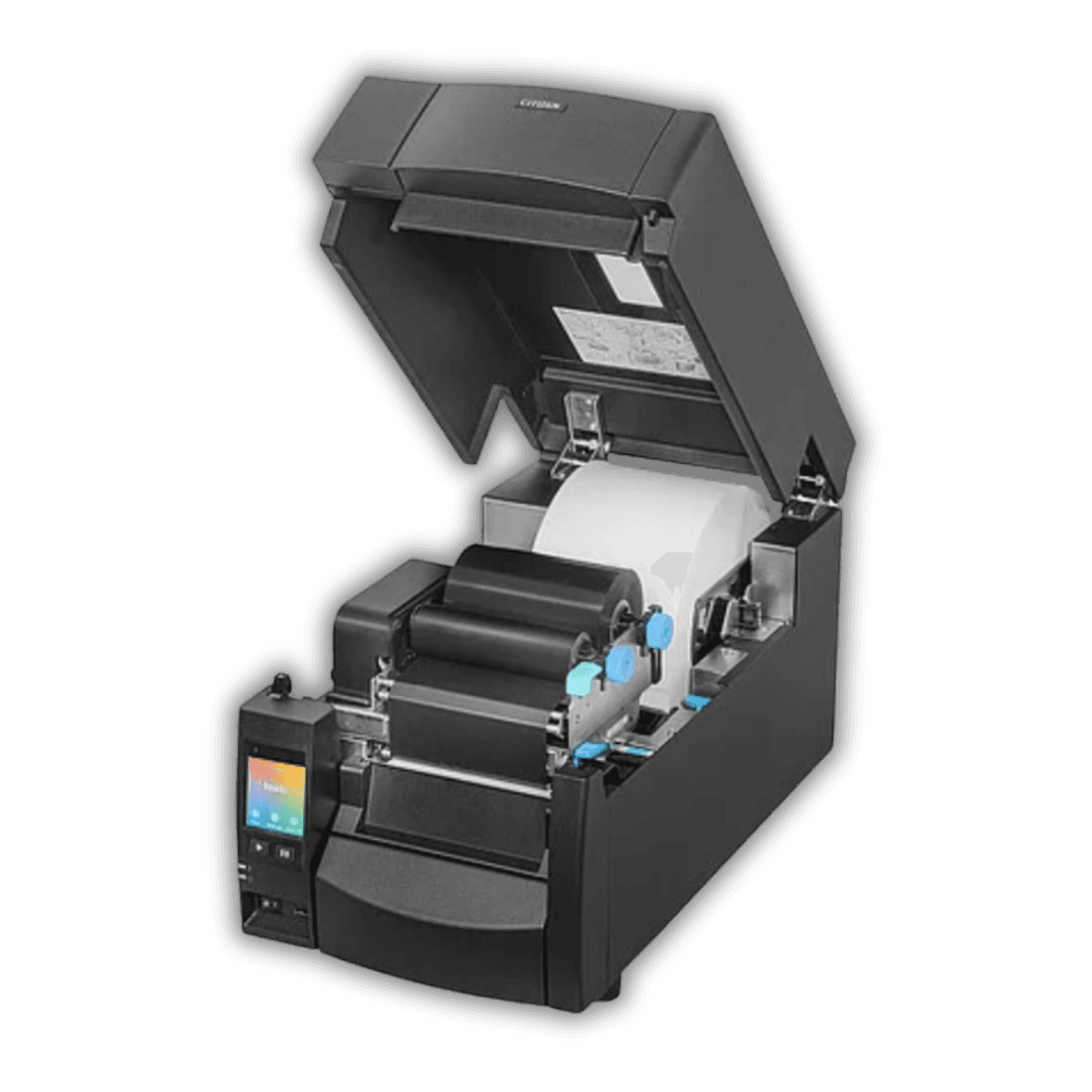 Citizen CL-S703III — widok z tyłu, porty USB, Ethernet, USB Host i złącze zasilania