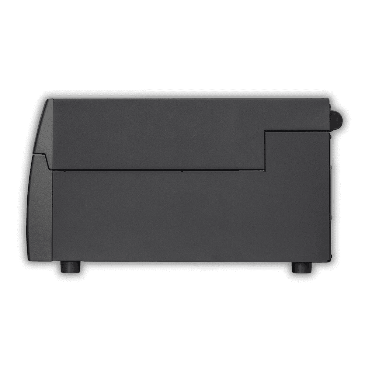 Citizen CL-S703III — widok z przodu pod kątem, panel sterowania i przedni wylot etykiet