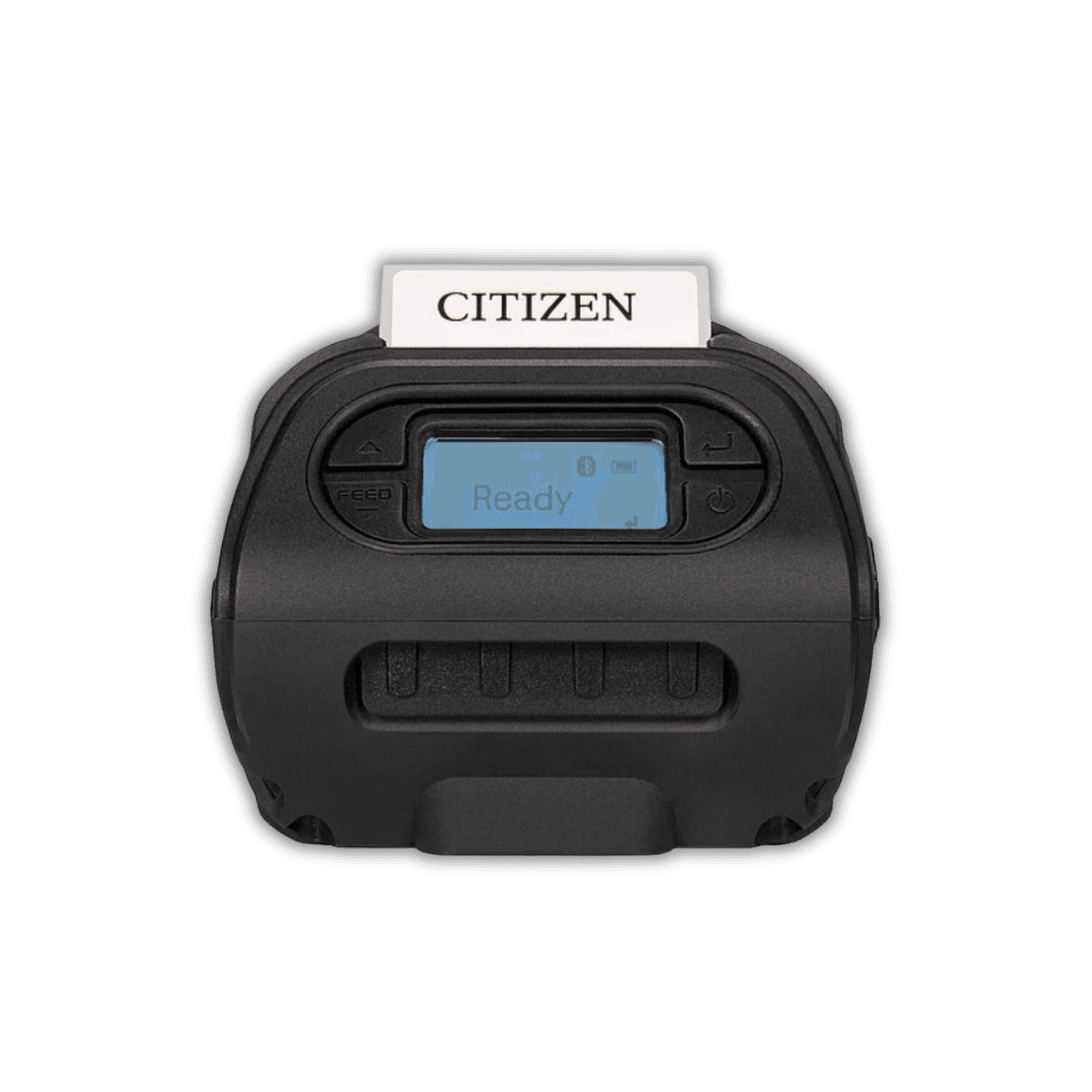 Citizen CMP-25L — widok z tyłu, porty USB i RS-232, gniazdo baterii Li-Ion 2600 mAh