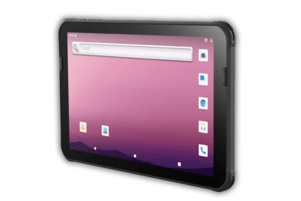 Honeywell EDA10A — widok perspektywiczny, ekran włączony z Androidem