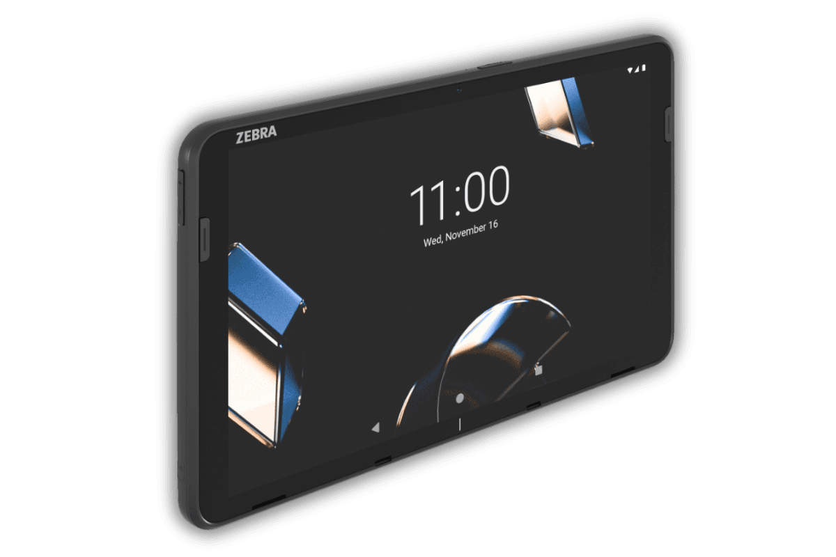 Zebra ET401 — widok pod kątem z prawej strony, ekran dotykowy z Gorilla Glass 5