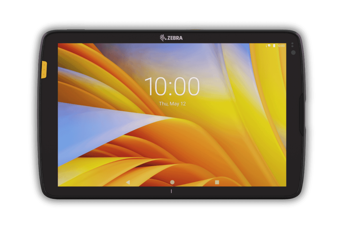 Zebra ET40 — widok z przodu, ekran 10 cali w orientacji poziomej z wyświetlaczem 10:00