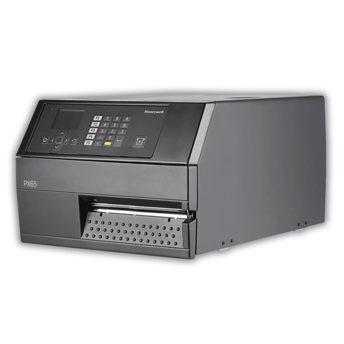 Honeywell PX65 — widok z otwartą pokrywą, magnetyczna głowica QuickMount i rolka mediów 6″