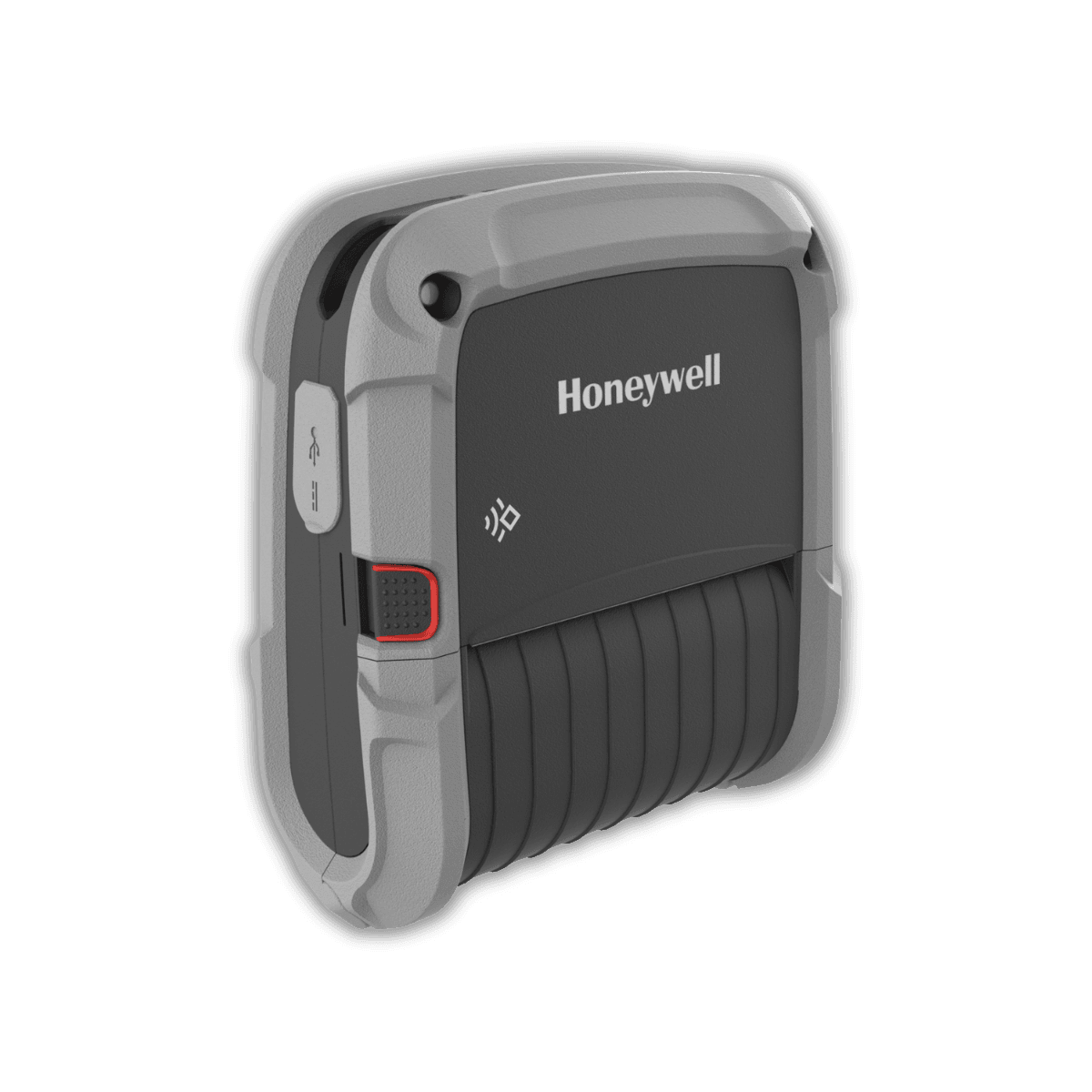 Honeywell RP4f — mobilna drukarka etykiet 4 cale, widok z przodu z klapką mediów