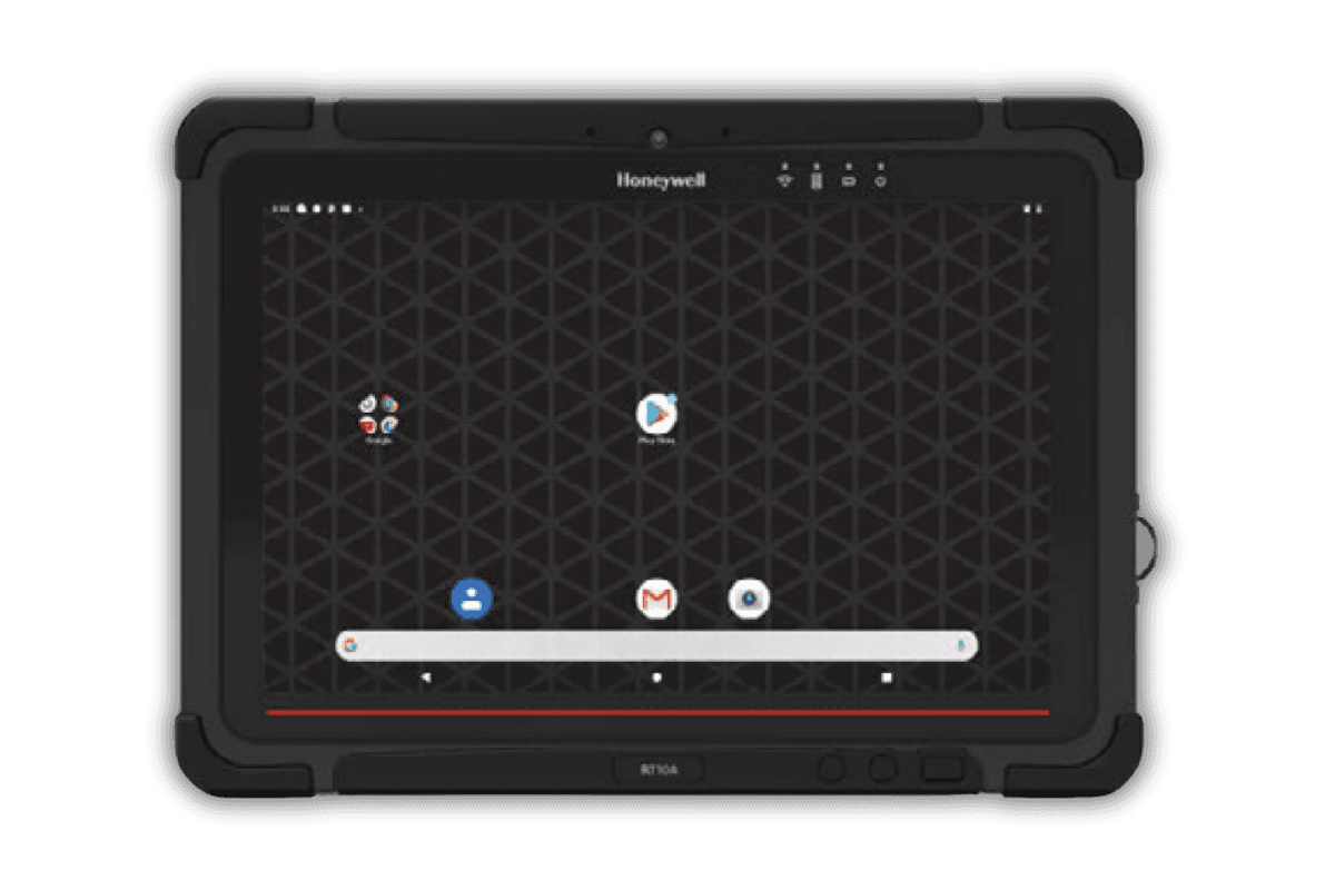 Honeywell RT10A — widok z przodu, ekran 10,1 cala 800 nit z interfejsem Android i czerwonym paskiem nawigacji