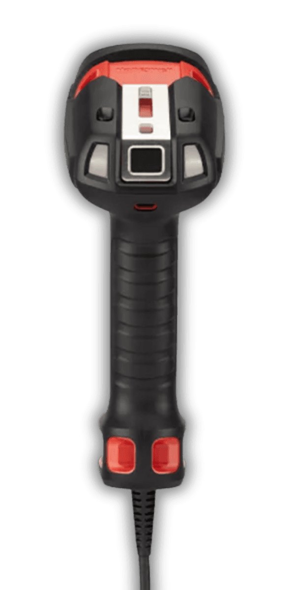 Honeywell Granit Ultra 2100i — widok z tyłu, masywna konstrukcja IP65/IP68 z zieloną diodą celownika