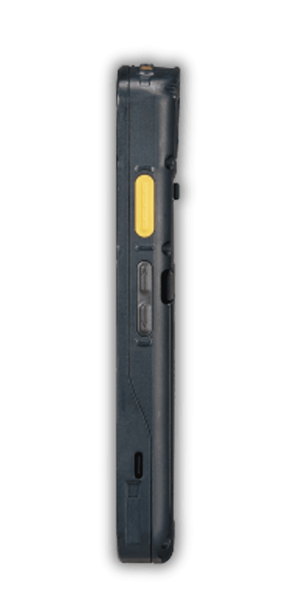 M3 SM30 — widok z boku, żółty przycisk skanowania, przycisk power, port USB-C