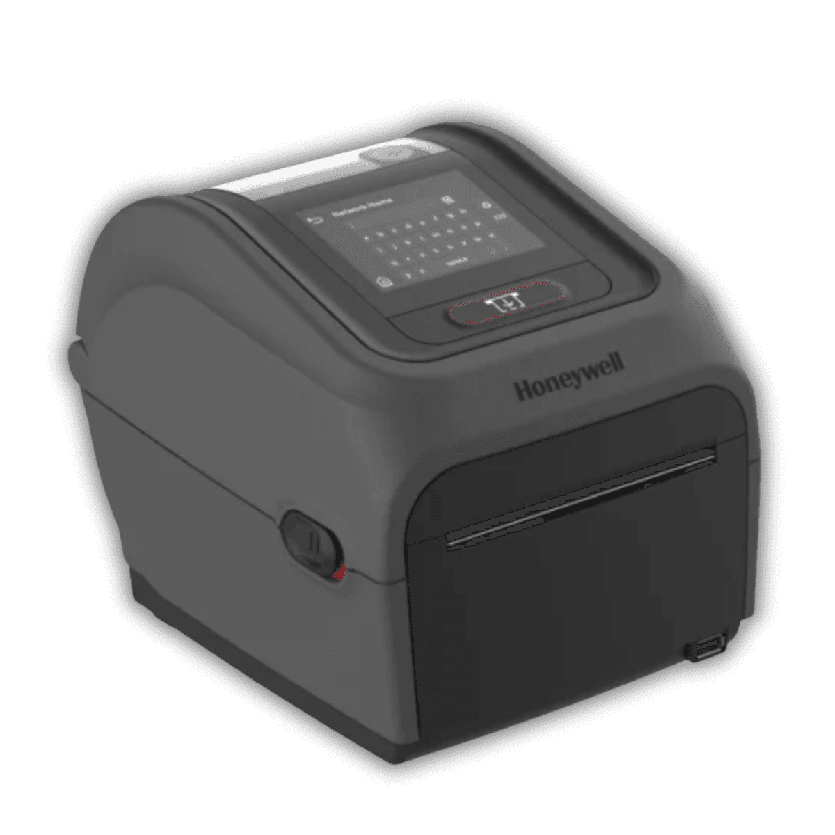 Honeywell PC45d — widok z przodu, ekran dotykowy LCD 3,5" i pokrywa mediów