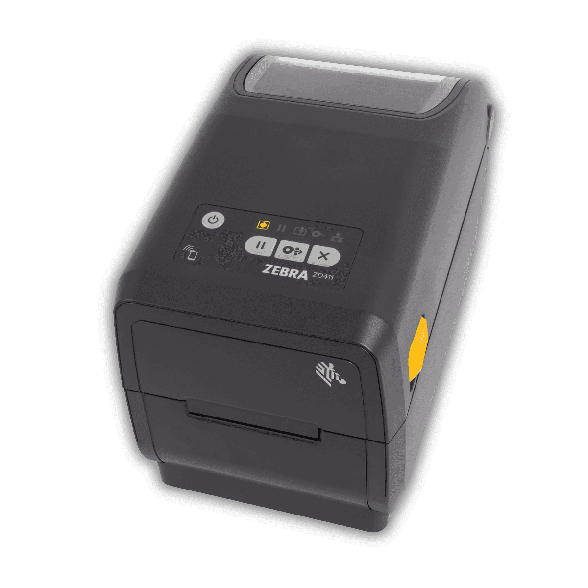 Zebra ZD411t — widok boczny z portami USB i slotem MCS