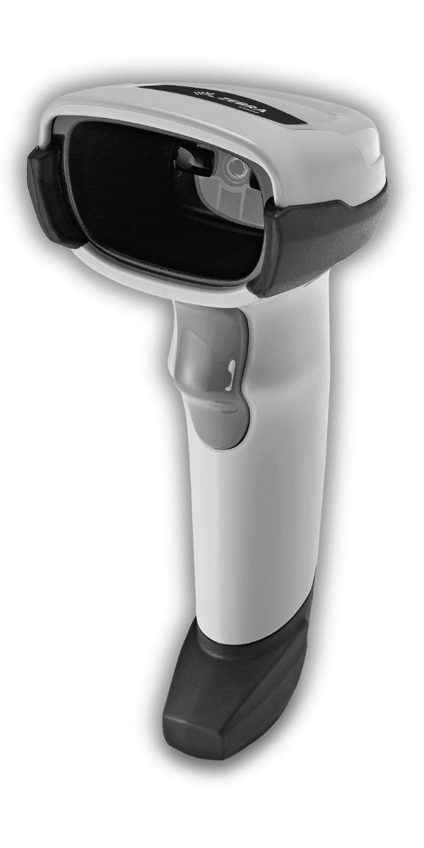 Zebra DS2208 biały — widok z drugiej strony, design ergonomiczny