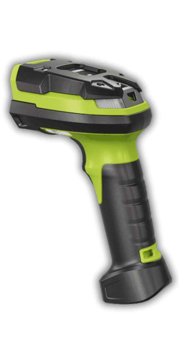 Zebra DS3608-HP zielony — widok z boku, masywna obudowa ultra-rugged IP65/IP68