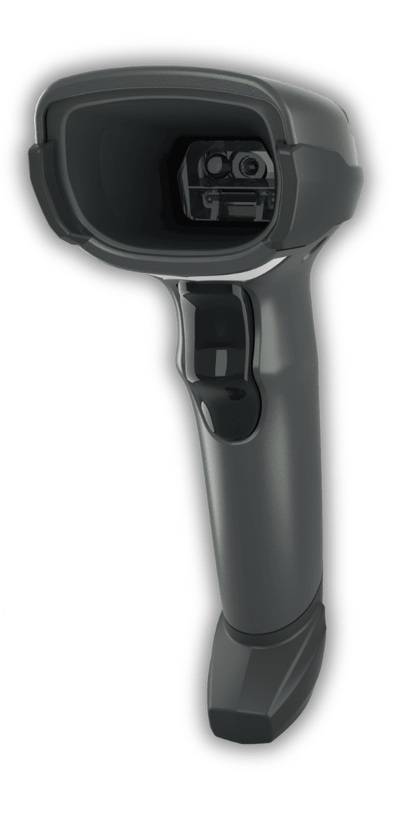 Zebra DS4608 ciemnoszary — widok z przodu, okno skanera 2D z sensorem 1 MP PRZM