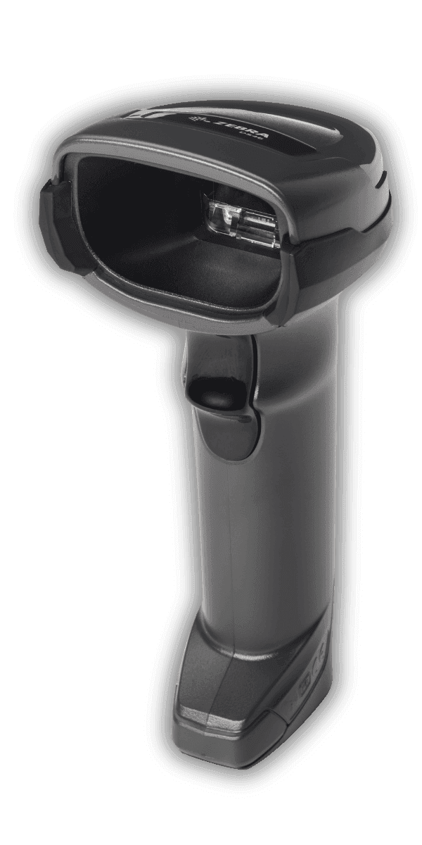 Zebra DS4678 — widok pod kątem z lewej, przycisk skanowania i moduł Bluetooth 5.2