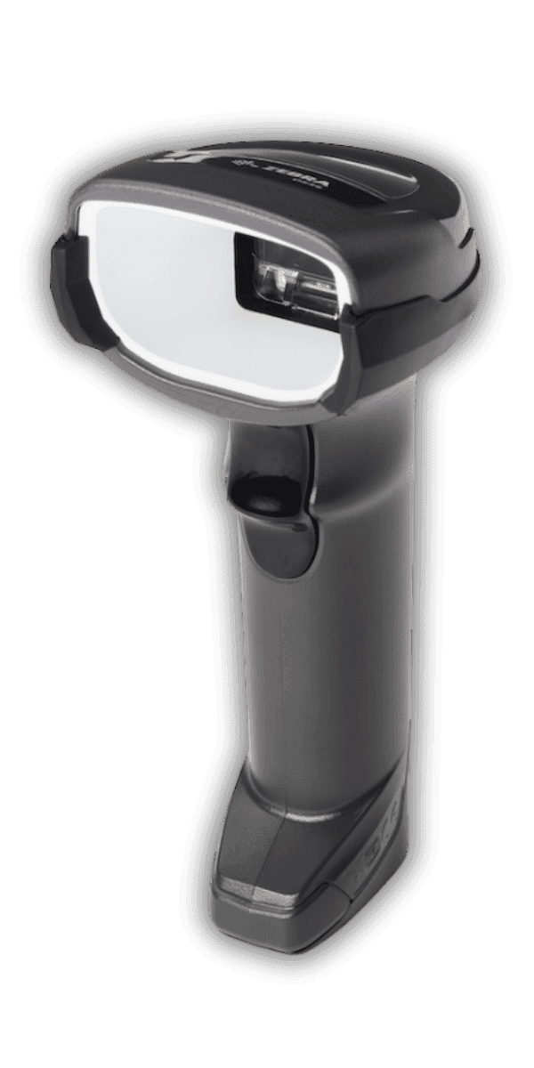 Zebra DS4678-DPE — widok pod kątem z prawej, obudowa Twilight Black z białym ringiem DPE