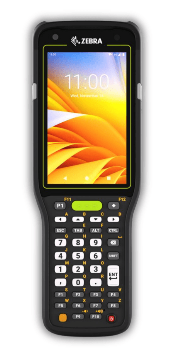 Kolektor danych Zebra MC3400 — widok z przodu z klawiaturą 38-klawiszową i ekranem 4 cale