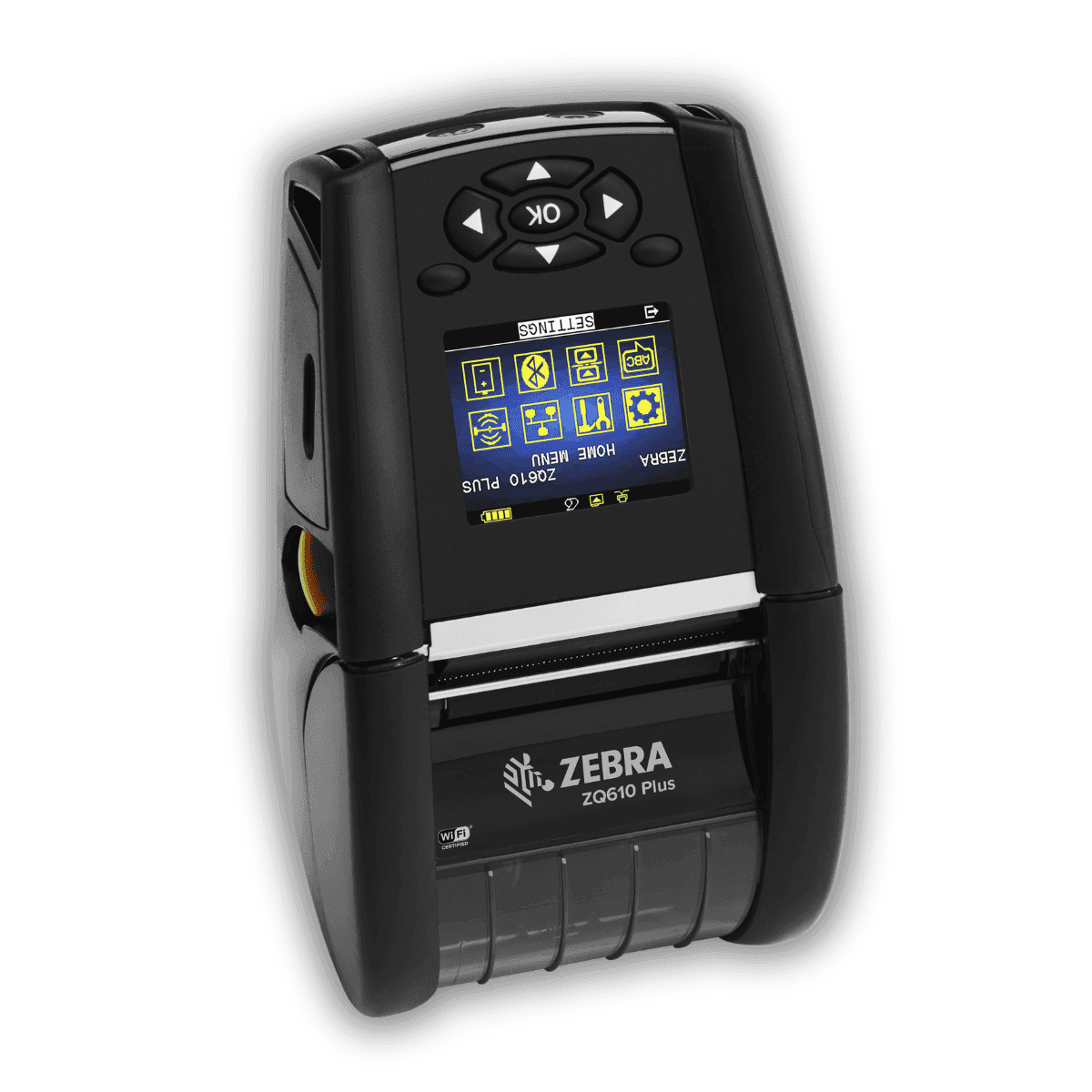 Zebra ZQ610 Plus — widok z otwartą komorą na etykiety, widoczna głowica drukująca