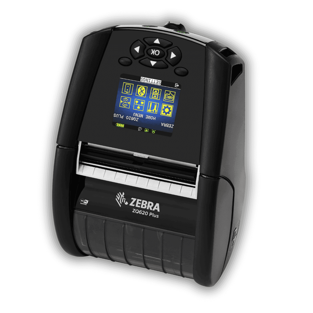 Zebra ZQ620 Plus — widok boczny z klipsem do paska