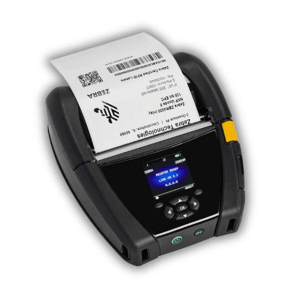 Mobilna drukarka etykiet Zebra ZQ630 Plus — widok z przodu z kolorowym wyświetlaczem LCD