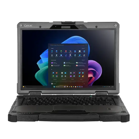 Getac B360X — otwarty laptop, widok z przodu