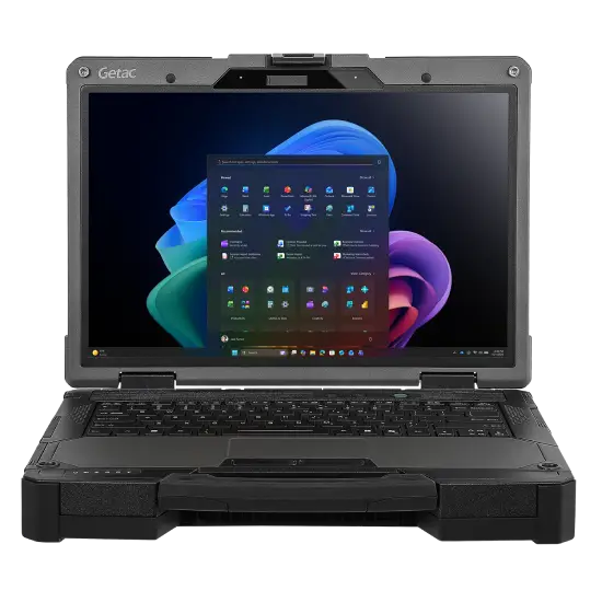 Getac B360X Pro — otwarty laptop, widok z przodu
