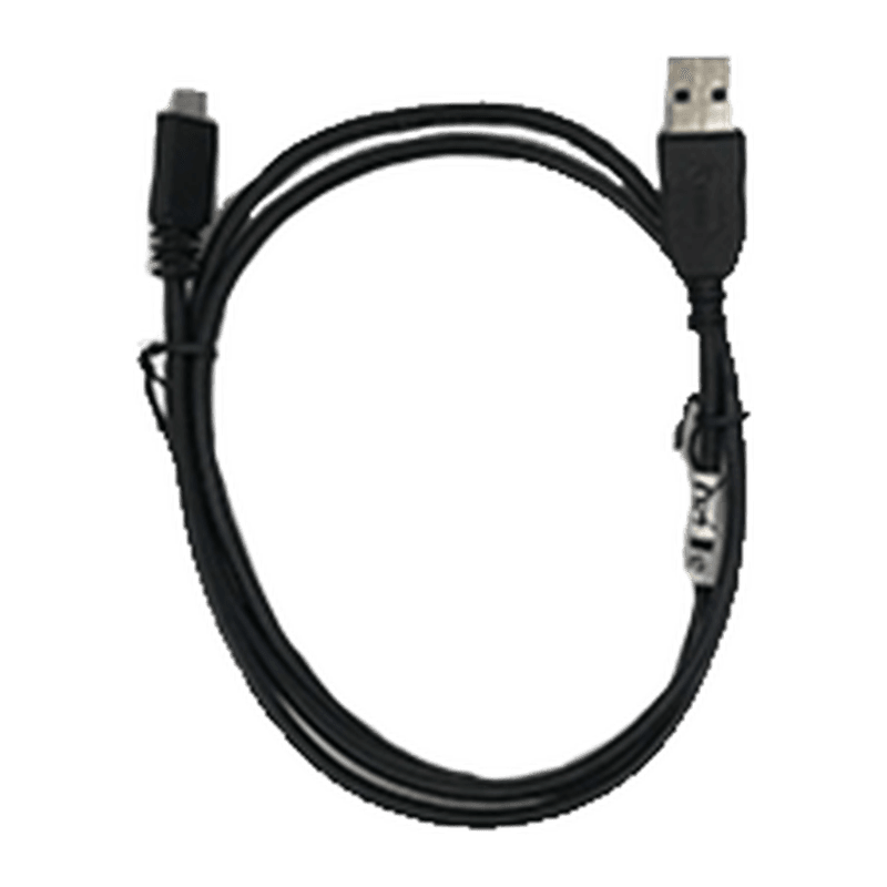 Przewód micro USB Unitech 1550-905921G — czarny przewód zwinięty w pętlę, z wtykiem USB-A na jednym końcu i micro USB na drugim