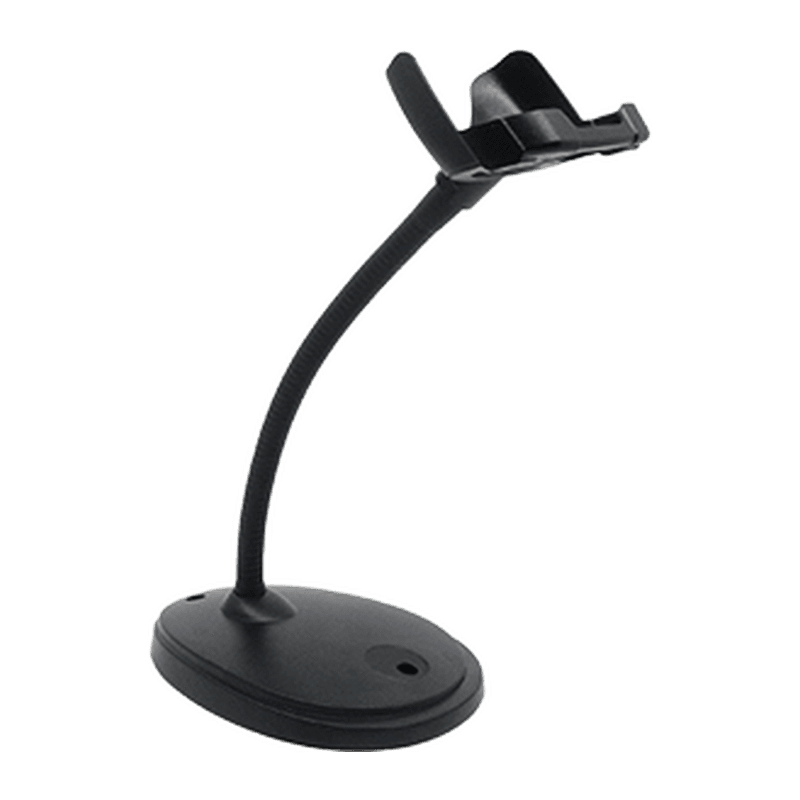 Podstawka hands-free Unitech 5200-900009G — czarna podstawka z zakrzywioną kolumną i uchwytem na skaner serii MS85x