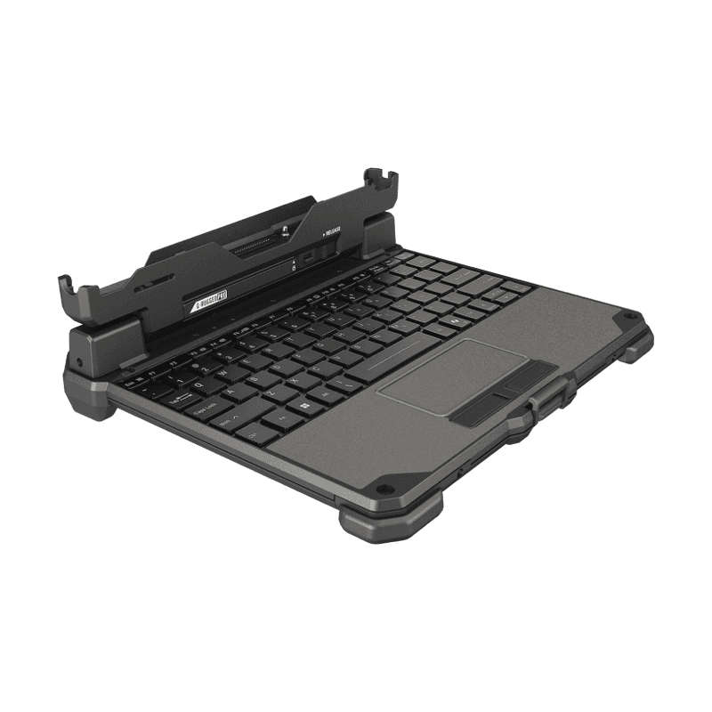 Klawiatura odpinana Getac GDKBUP do tabletu UX10 G5, widok z uchwytem tabletu