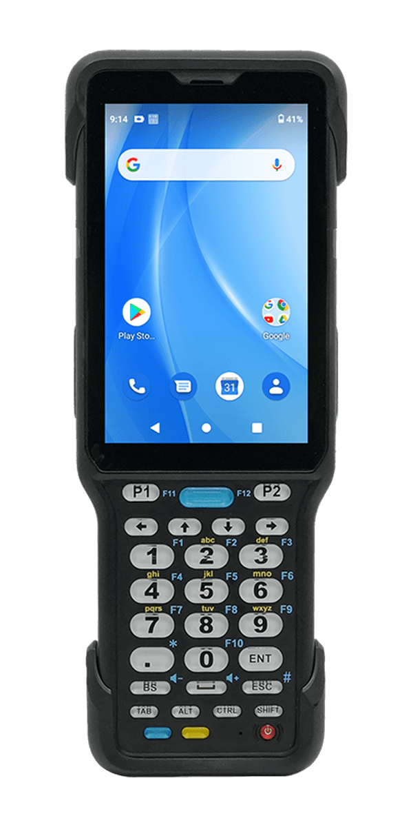 Unitech HT730 Plus — widok z przodu, ekran 4 cale i klawiatura 29-klawiszowa