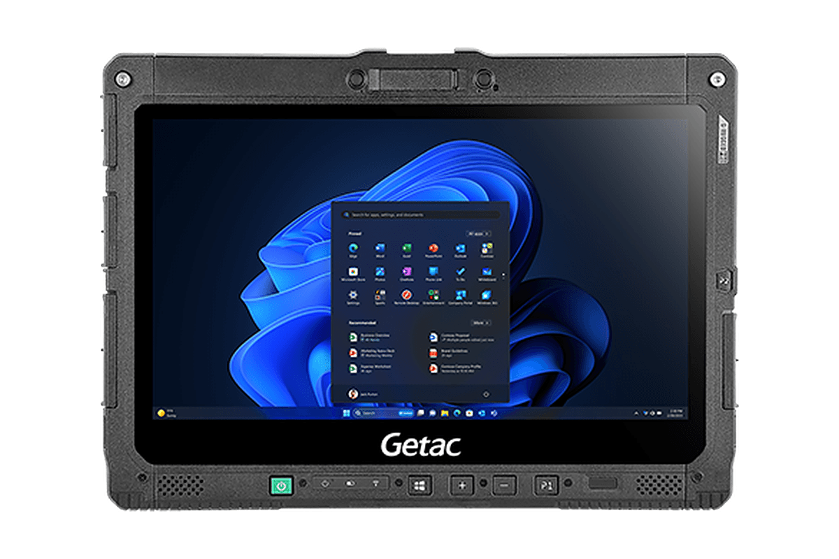 Getac K120 G3 — widok z przodu, ekran 12,5 cala w poziomie i przyciski pod ekranem