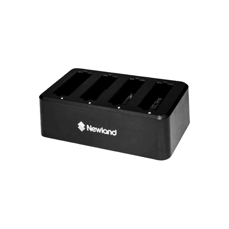 Ładowarka 4-gniazdowa Newland NLS-MCD95-4B do baterii terminala MT95 Kambur — widok z przodu z 4 gniazdami