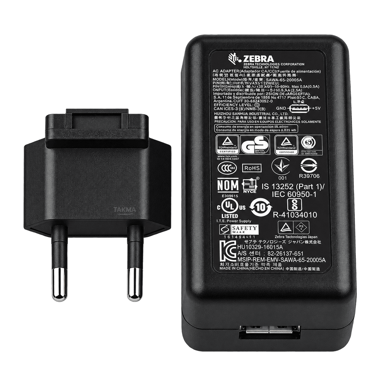 Zasilacz USB-A Zebra 12 W EU — widok akcesorium