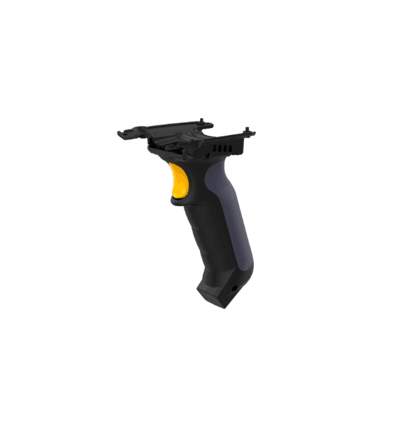 Uchwyt pistoletowy (trigger handle) do terminala M3 US20 — widok z boku, żółty trigger
