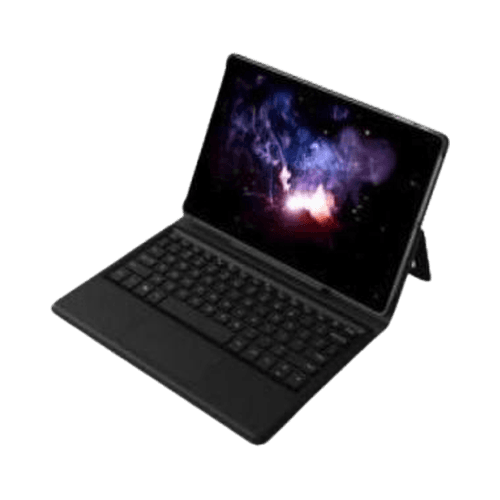 Klawiatura 2 w 1 Bluebird T10 (US QWERTY) — klawiatura z podłączonym tabletem T10 na podpórce