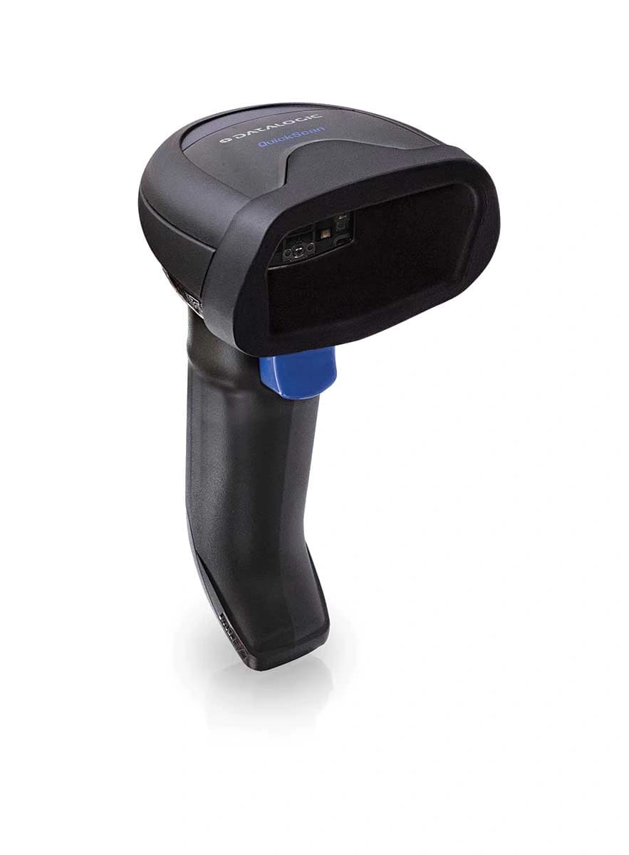 Datalogic QuickScan QBT2500 — sam czytnik bez podstawki, pionowe ujęcie pod kątem