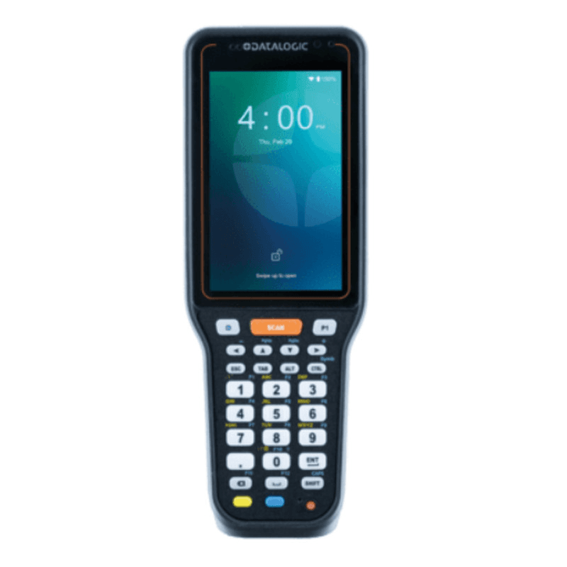Datalogic Skorpio X40 — widok z przodu, ekran 4 cale i klawiatura numeryczna 29-klawiszowa