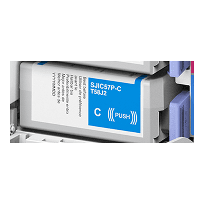 Wkład z tuszem Epson SJIC57P-C cyan (błękitny) w komorze drukarki ColorWorks D3800e