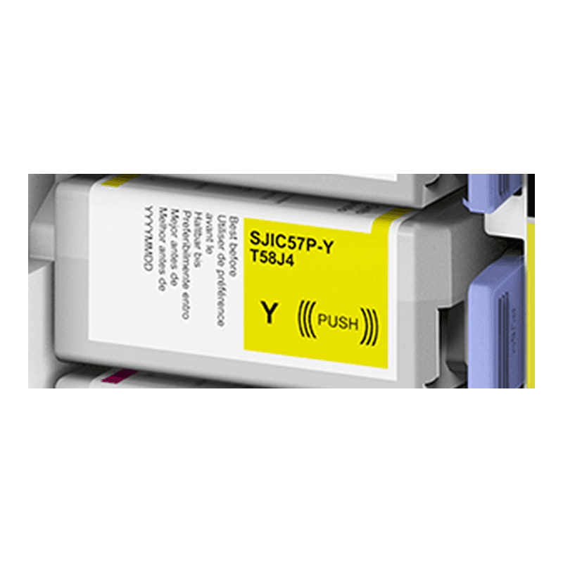 Wkład z tuszem Epson SJIC57P-Y żółty w komorze drukarki ColorWorks D3800e