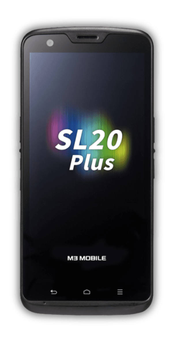 M3 SL20+ — widok z przodu, ekran 5,5" HD+ z logo SL20 Plus i M3 Mobile