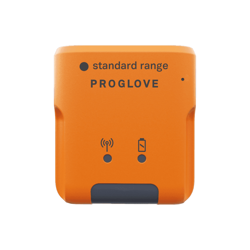 ProGlove MARK 2 Standard Range — pomarańczowy skaner noszony, widok z przodu
