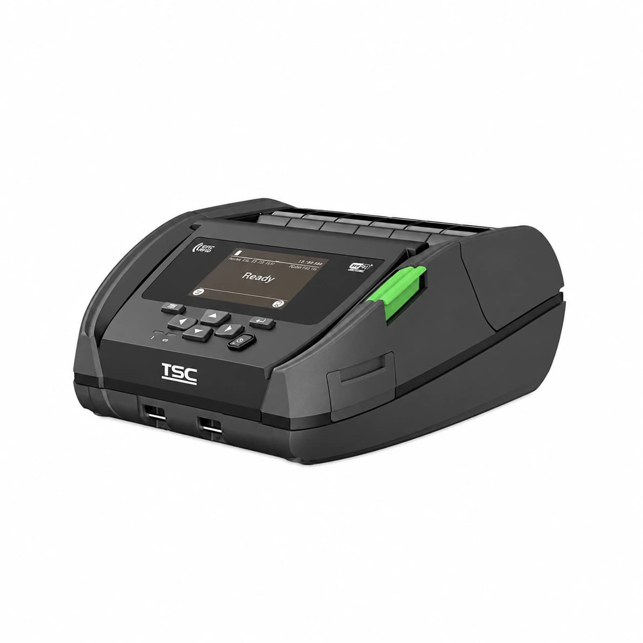 TSC Alpha-40L RFID — mobilna drukarka z ekranem i przyciskami, widok pod kątem