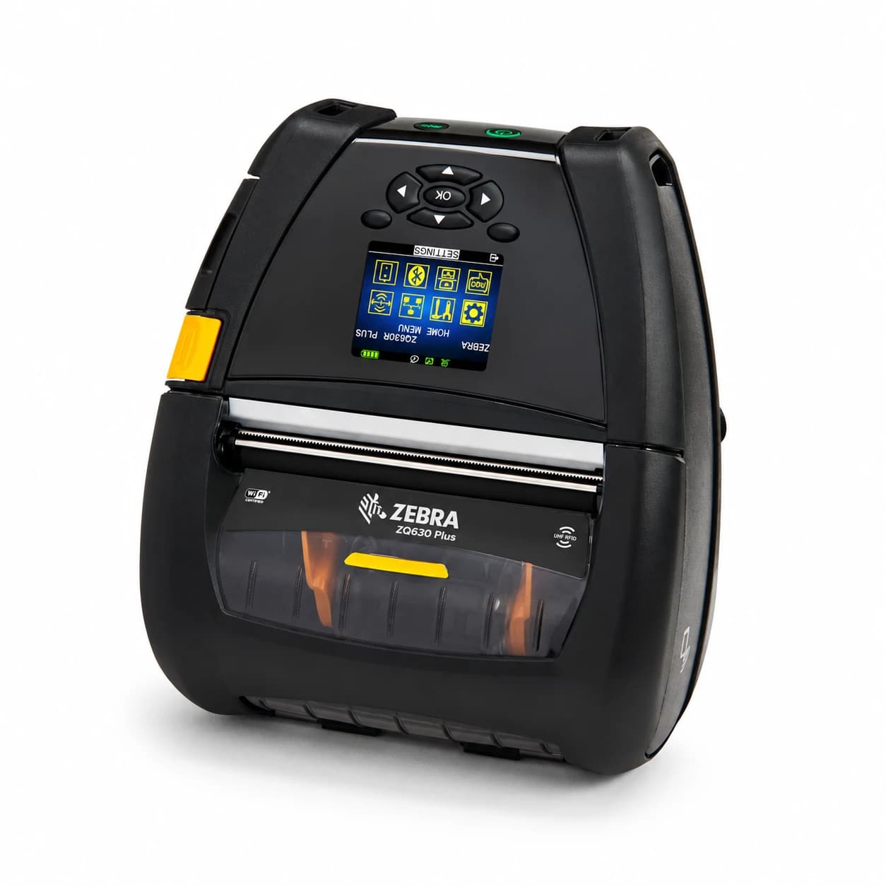 Zebra ZQ630 Plus RFID — mobilna drukarka z oznaczeniem UHF RFID, widok pod kątem