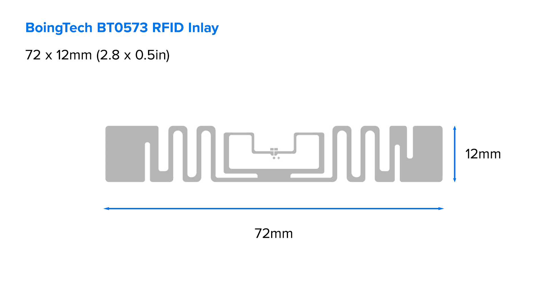 Zebra BT573 Z-Ultimate 2500T — schemat wkładki RFID; wymiary anteny są mniejsze od etykiety