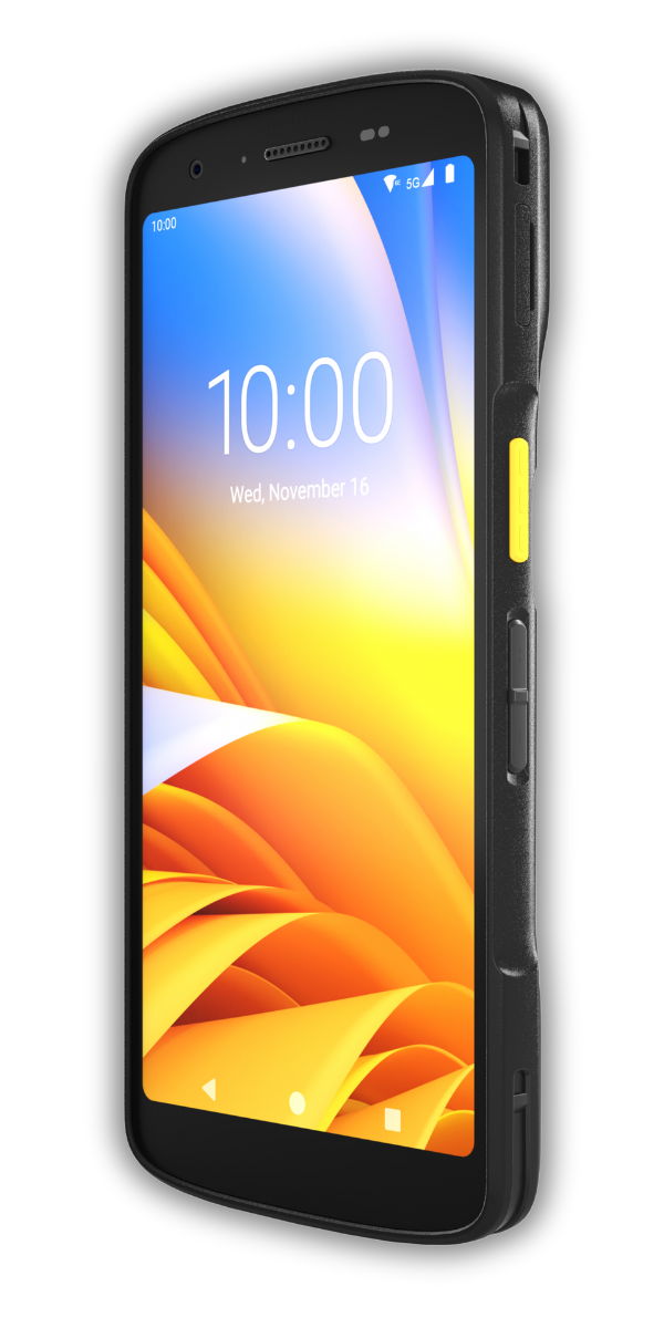 Kolektor danych Zebra TC27 — widok ze skanerem SE55, terminal trzymany w ręce